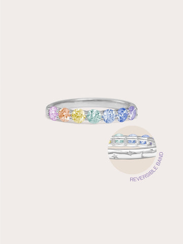 Rainbow Moissanite Eternity Band S925 Silver Rhodium (9) – Mondays Made Flower & Birthstone Jewelry Singapore