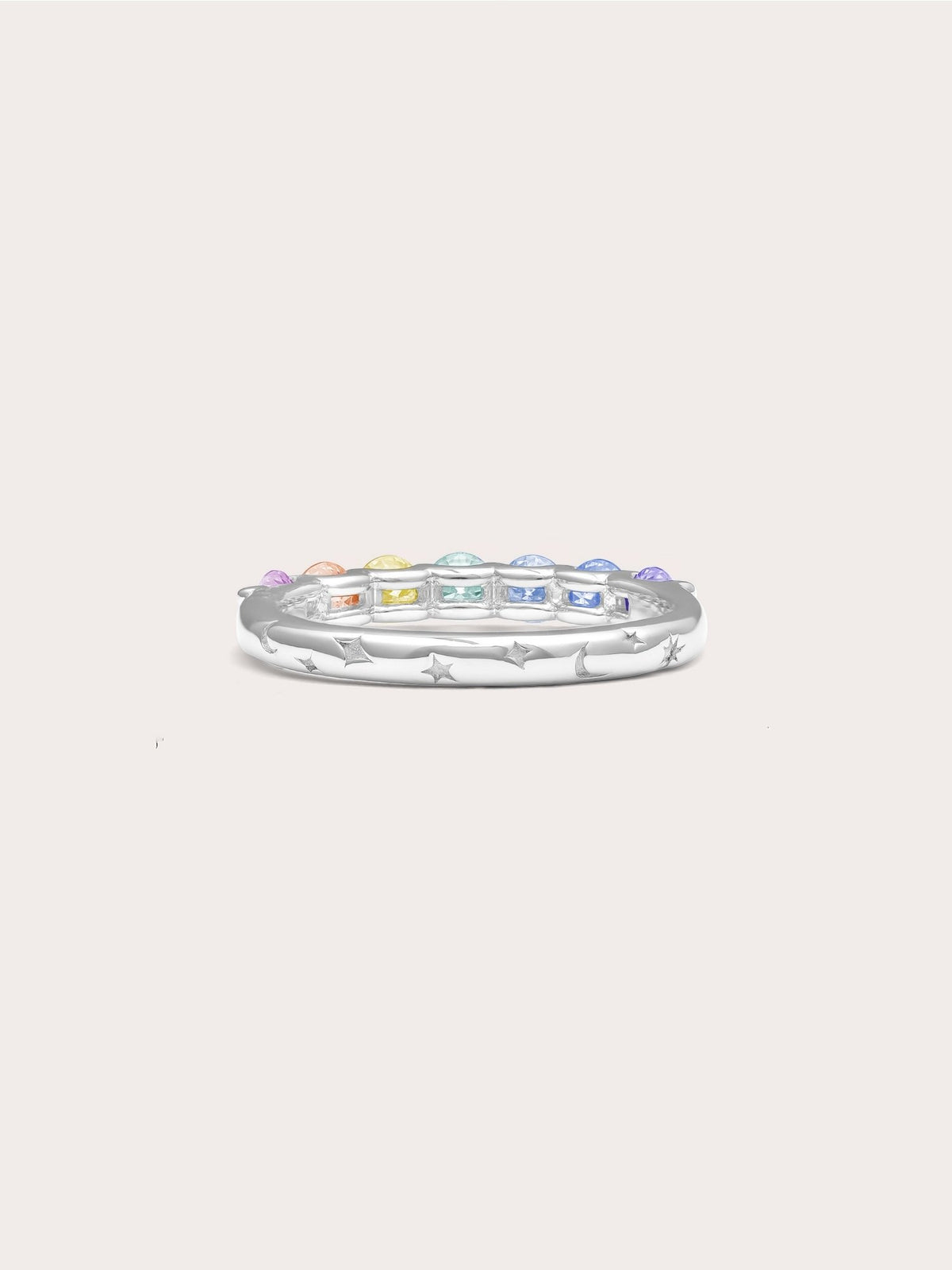 Rainbow Moissanite Eternity Band S925 Silver Rhodium (10) – Mondays Made Flower & Birthstone Jewelry Singapore