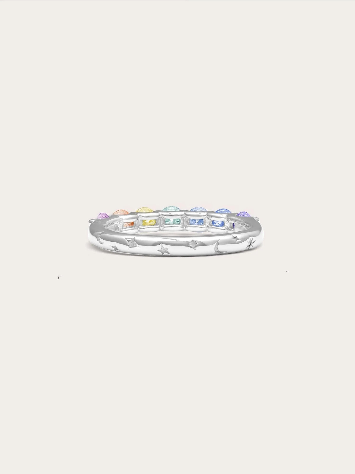 Rainbow Moissanite Eternity Band