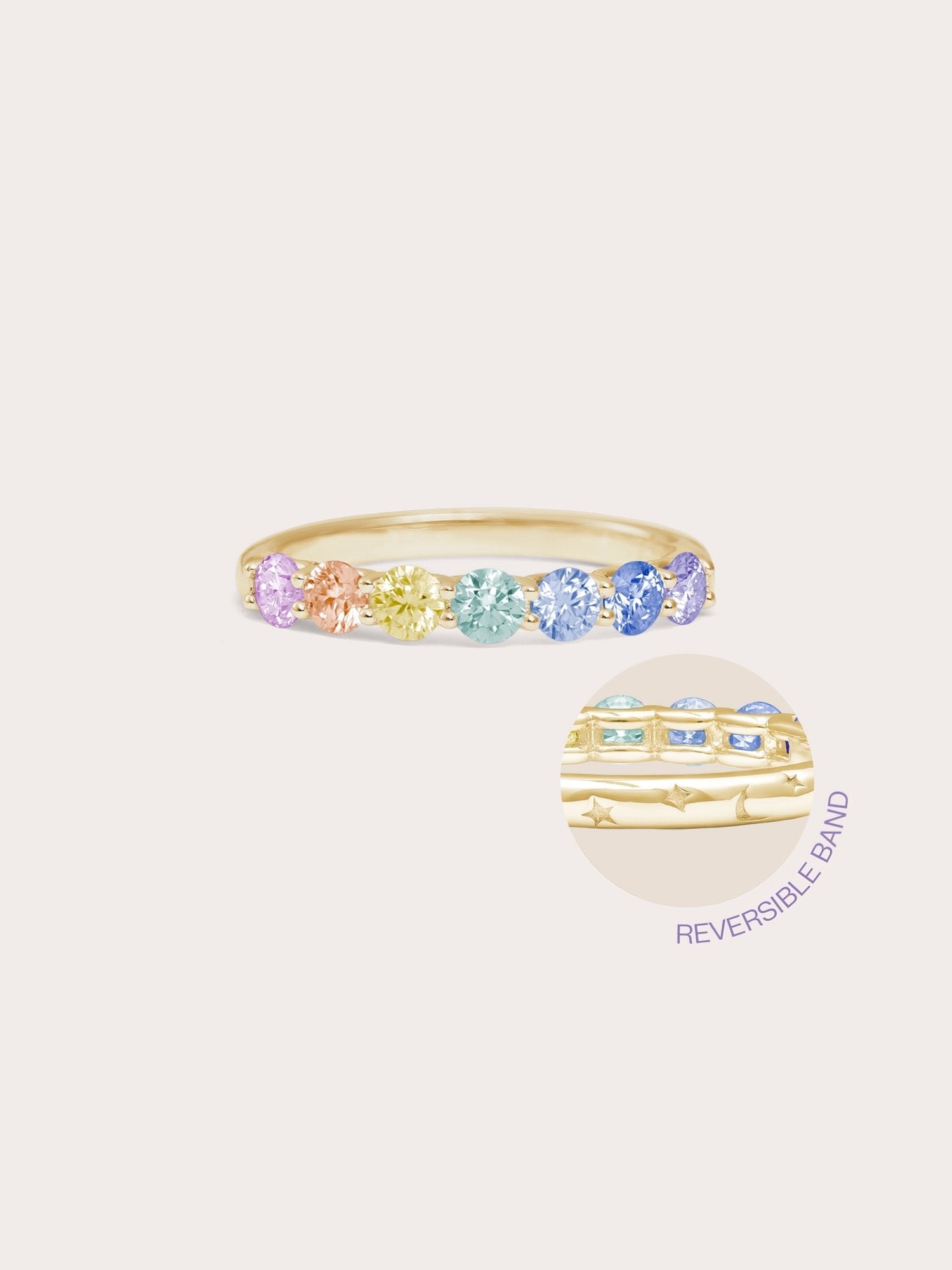 Rainbow Moissanite Eternity Band in 18k Gold Vermeil from Mondays Made