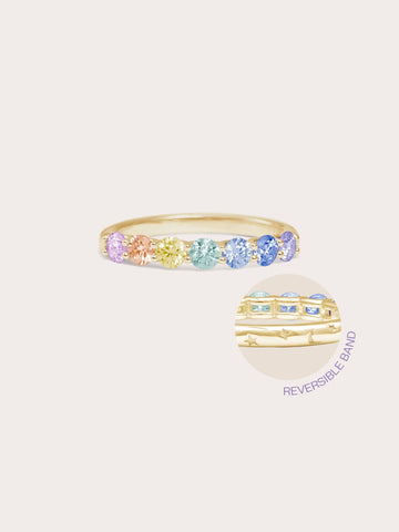 Rainbow Moissanite Eternity Band 18K Gold (9) – Mondays Made Flower & Birthstone Jewelry Singapore