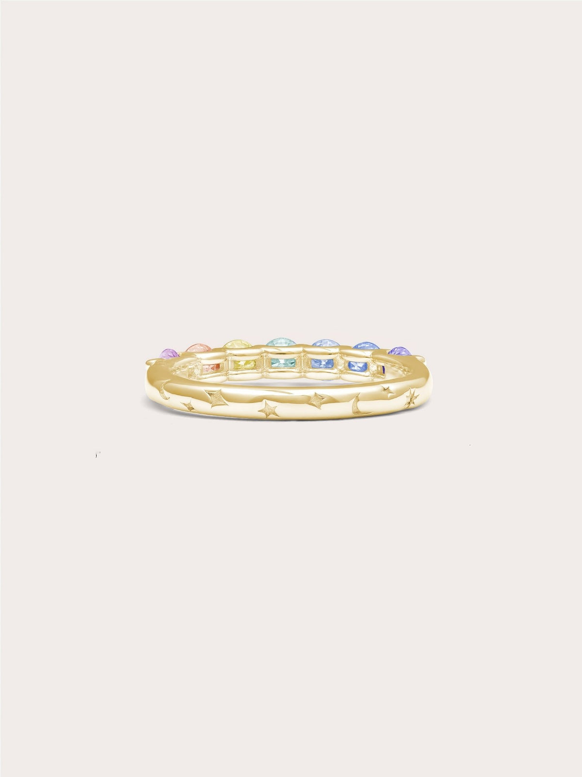 Rainbow Moissanite Eternity Band 18K Gold (10) – Mondays Made Flower & Birthstone Jewelry Singapore