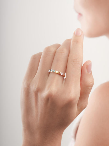 Rainbow Moissanite Eternity Band 18K Gold (13) – Mondays Made Flower & Birthstone Jewelry Singapore