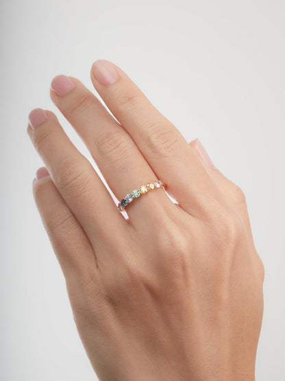 Rainbow Moissanite Eternity Band 18K Gold (14) – Mondays Made Flower & Birthstone Jewelry Singapore