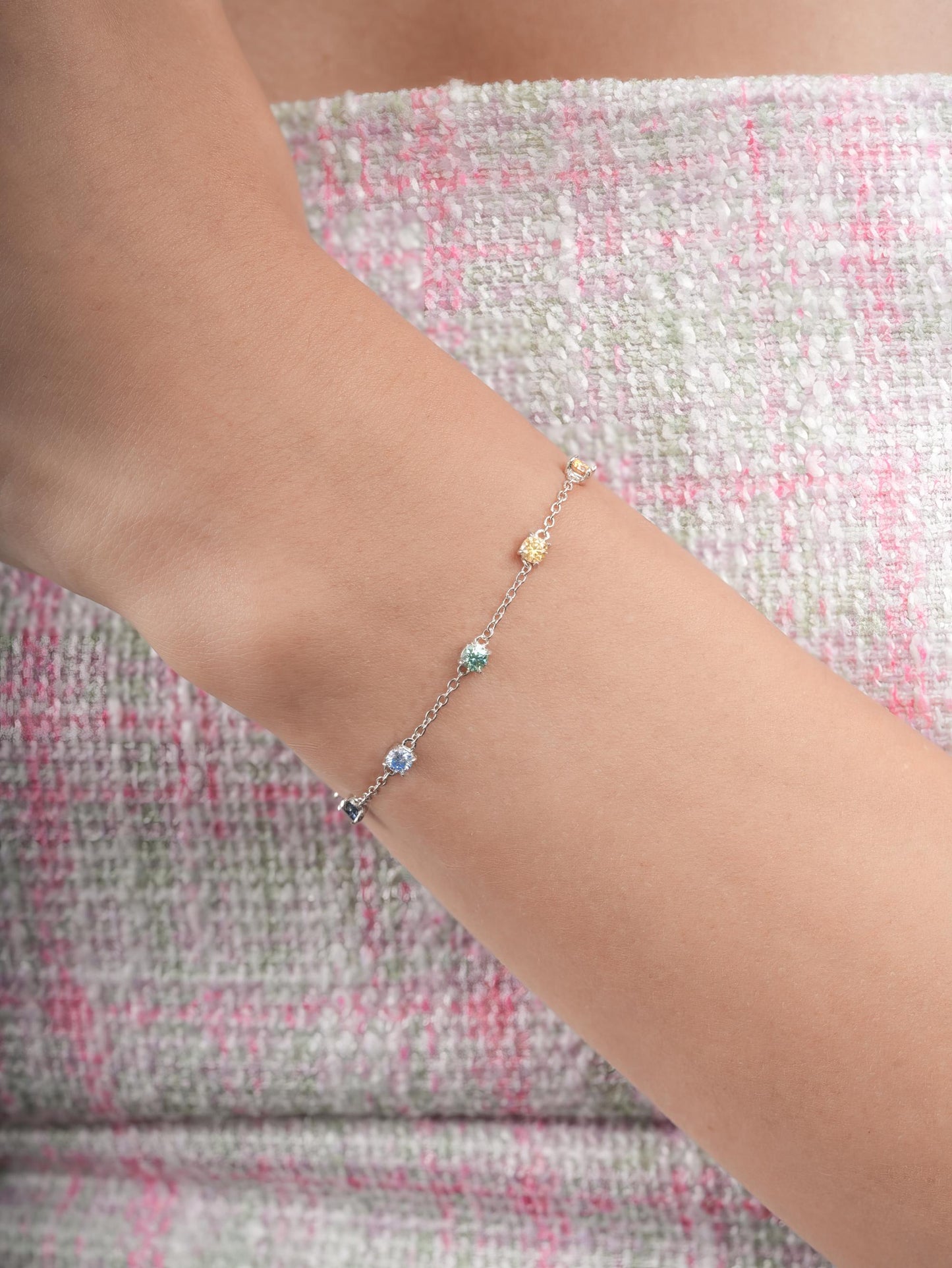 Rainbow Moissanite Station Bracelet