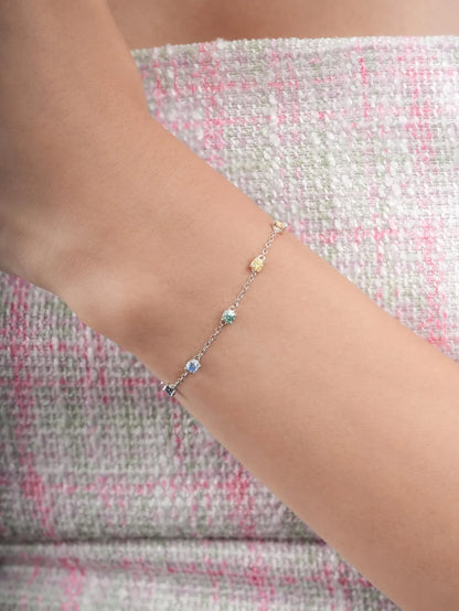 Rainbow Moissanite Station Bracelet
