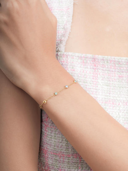 Rainbow Moissanite Station Bracelet 18K Gold (1) – Mondays Made Flower & Birthstone Jewelry Singapore