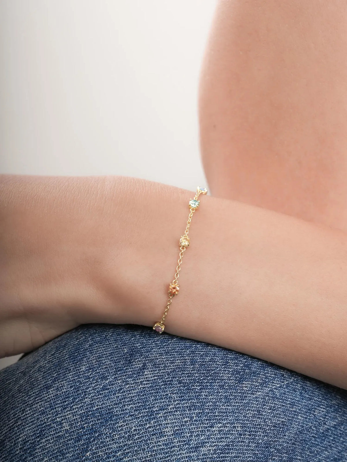 Rainbow Moissanite Station Bracelet
