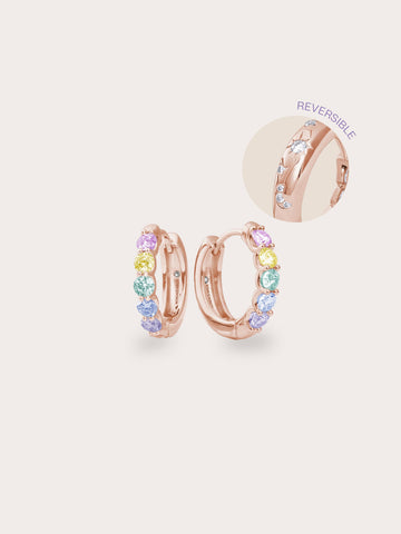 Rainbow Moissanites Huggies 18K Rose Gold – Mondays Made Flower & Birthstone Jewelry Singapore