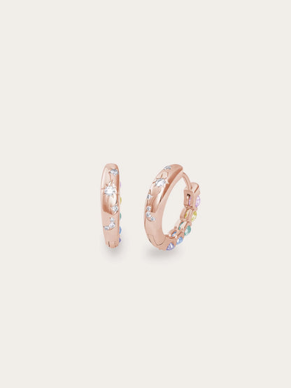 Rainbow Moissanite Reversible Huggie Earrings