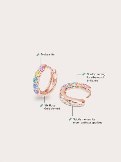 Rainbow Moissanites 18K Rose Gold Up Down – Mondays Made Flower & Birthstone Jewelry Singapore