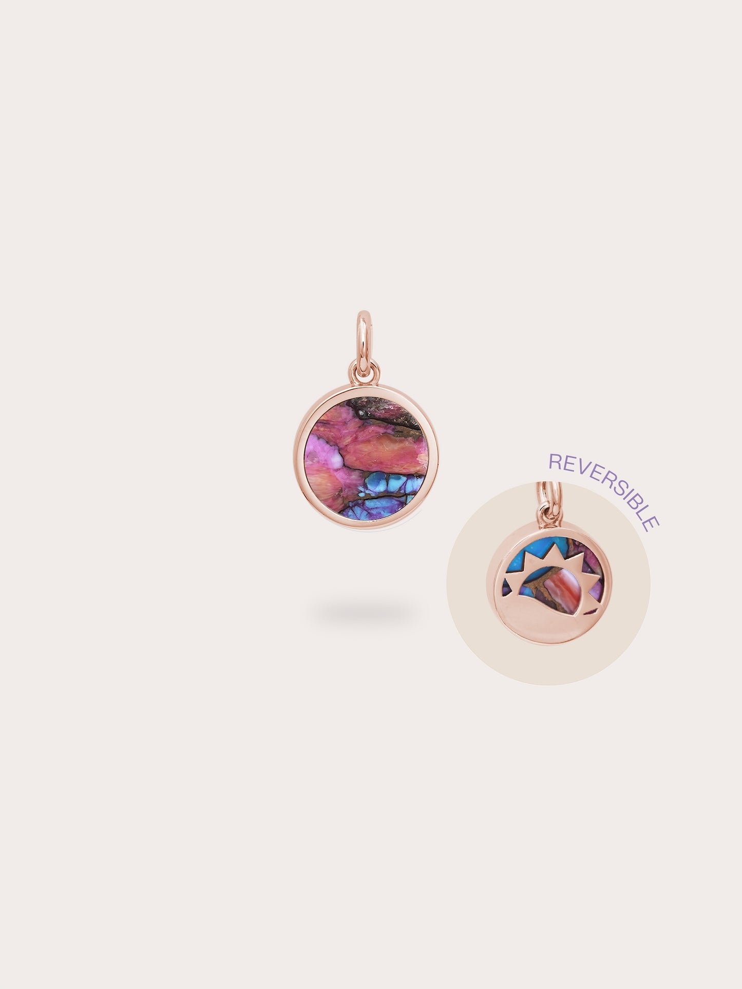 Rainbow Spiny Turquoise Reversible Coin Charm