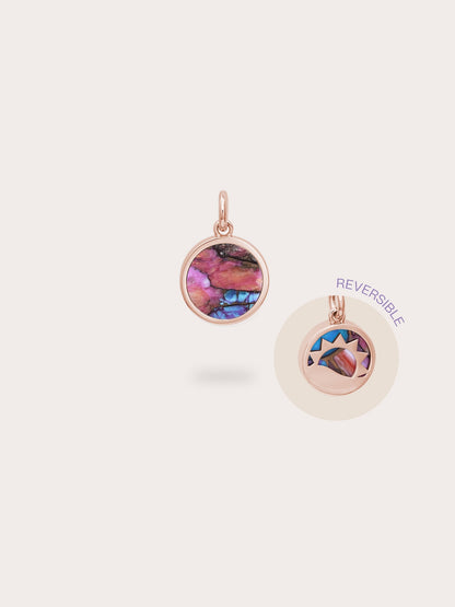 Rainbow Spiny Turquoise Reversible Coin Charm 18K Rose Gold (1) – Mondays Made Flower & Birthstone Jewelry Singapore