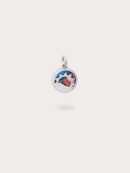 Rainbow Spiny Turquoise Reversible Coin Charm S925 Silver Rhodium (3) – Mondays Made Flower & Birthstone Jewelry Singapore
