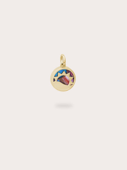 Rainbow Spiny Turquoise Reversible Coin Charm 18K Gold (4) – Mondays Made Flower & Birthstone Jewelry Singapore
