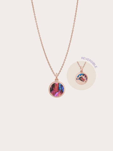 Rainbow Spiny Turquoise Reversible Coin Necklace 18K Rose Gold (1) – Mondays Made Flower & Birthstone Jewelry Singapore