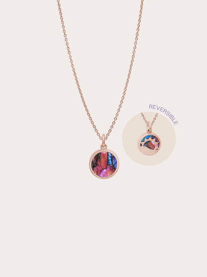 Rainbow Spiny Turquoise Reversible Coin Necklace 18K Rose Gold (1) – Mondays Made Flower & Birthstone Jewelry Singapore