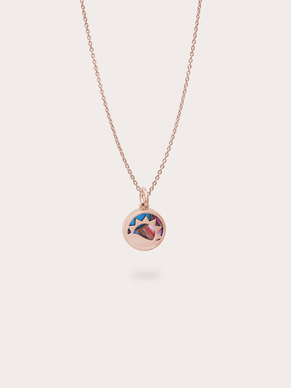 Rainbow Spiny Turquoise Reversible Coin Necklace 18K Rose Gold (4) – Mondays Made Flower & Birthstone Jewelry Singapore