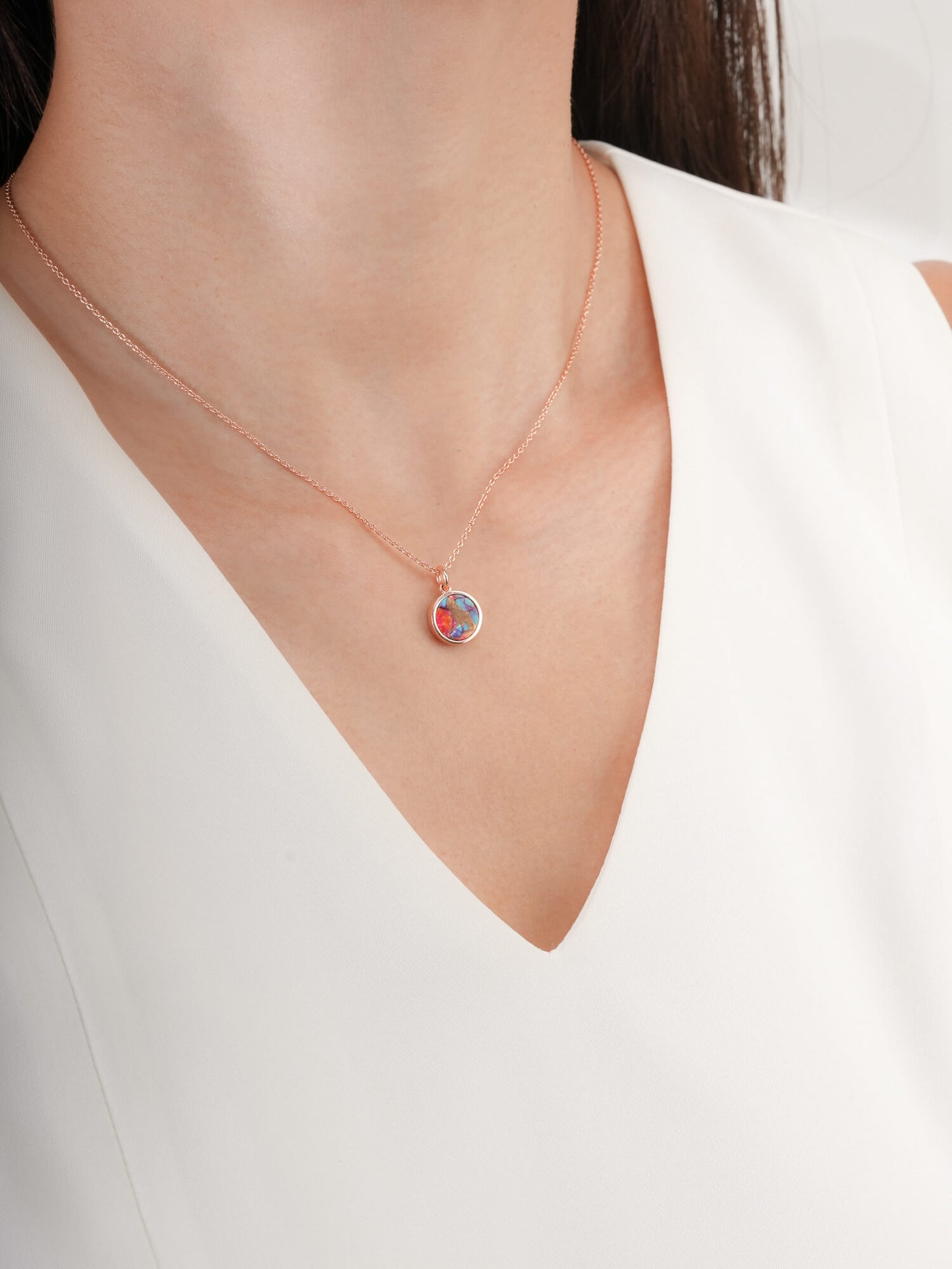 Rainbow Spiny Turquoise Reversible Coin Necklace