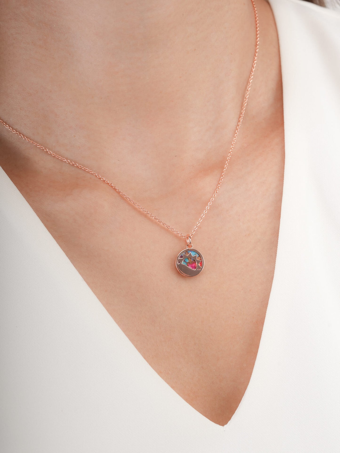 Rainbow Spiny Turquoise Reversible Coin Necklace