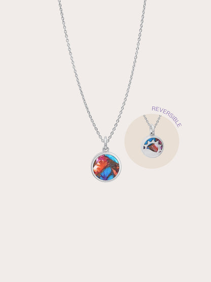 Rainbow Spiny Turquoise Reversible Coin Necklace S925 Silver Rhodium (1) – Mondays Made Flower & Birthstone Jewelry Singapore