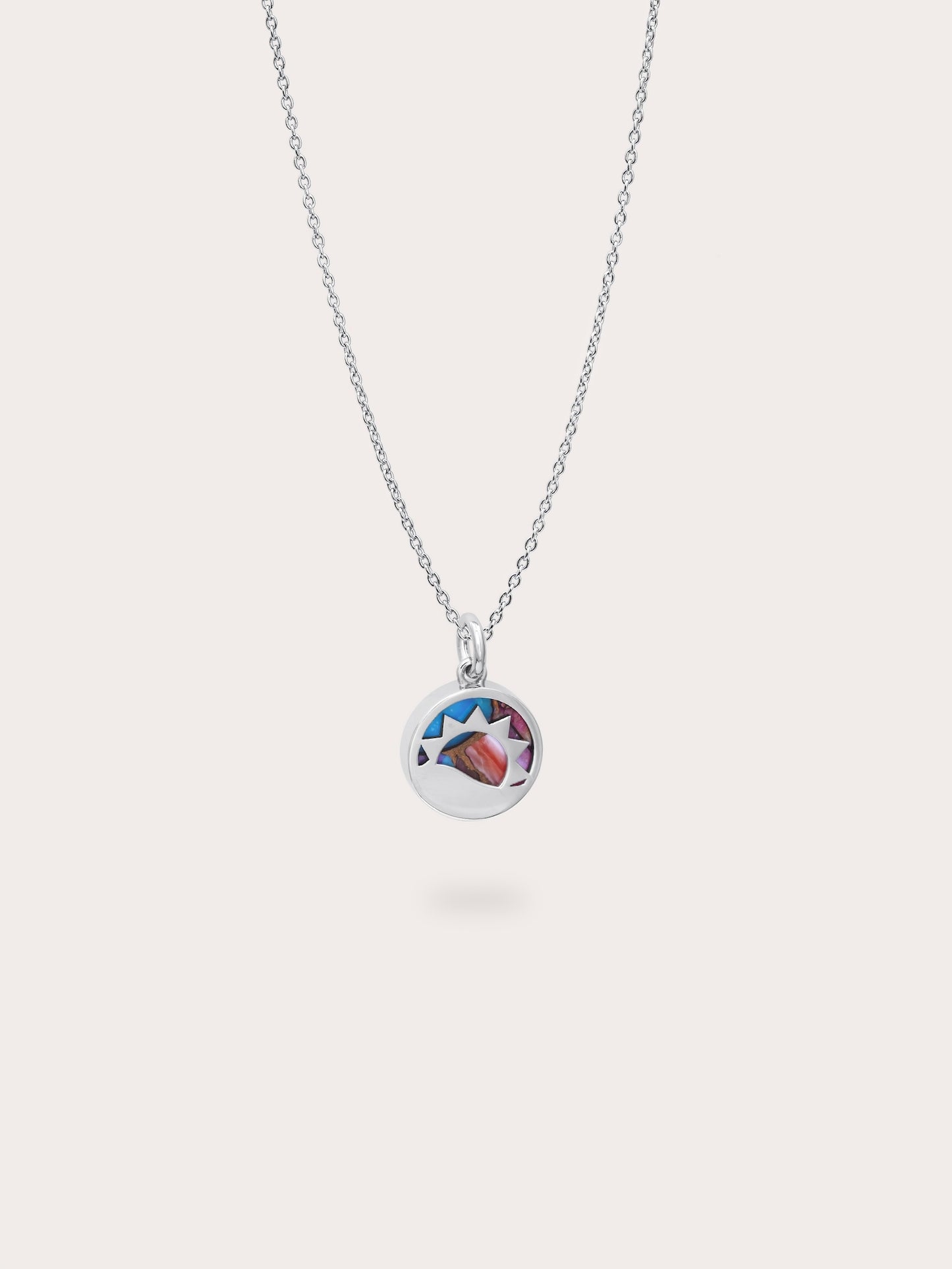 Rainbow Spiny Turquoise Reversible Coin Necklace