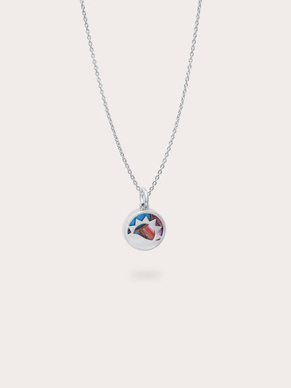 Rainbow Spiny Turquoise Reversible Coin Necklace S925 Silver Rhodium (4) – Mondays Made Flower & Birthstone Jewelry Singapore