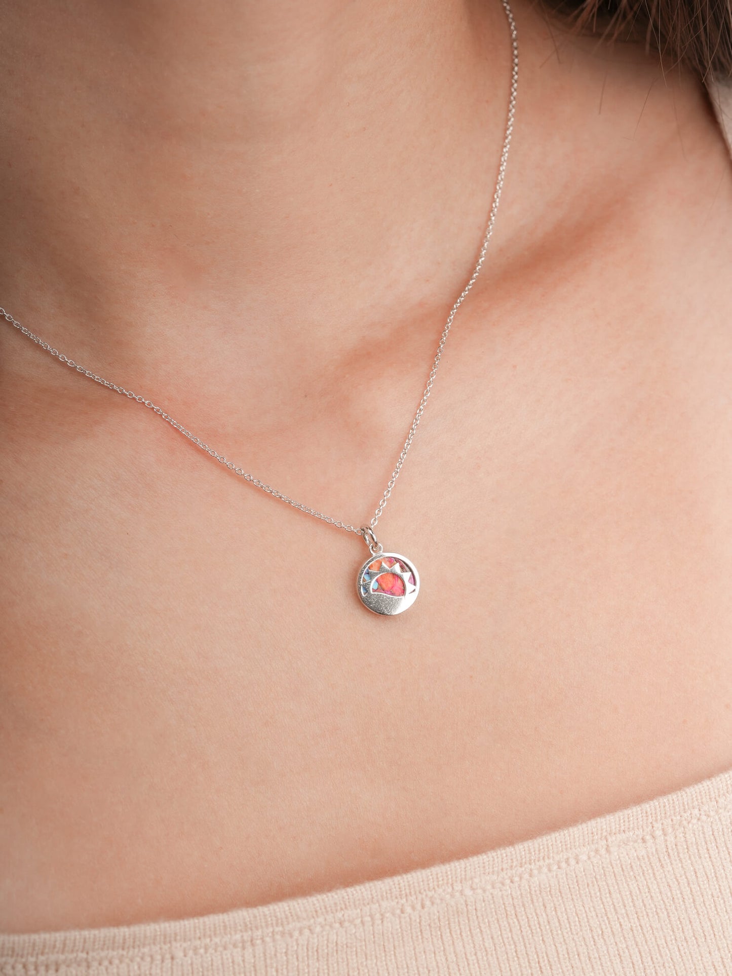 Rainbow Spiny Turquoise Reversible Coin Necklace