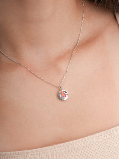 Rainbow Spiny Turquoise Reversible Coin Necklace S925 Silver Rhodium (6) – Mondays Made Flower & Birthstone Jewelry Singapore