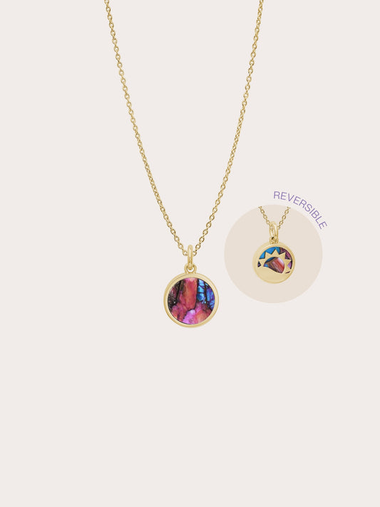 Rainbow Spiny Turquoise Reversible Coin Necklace