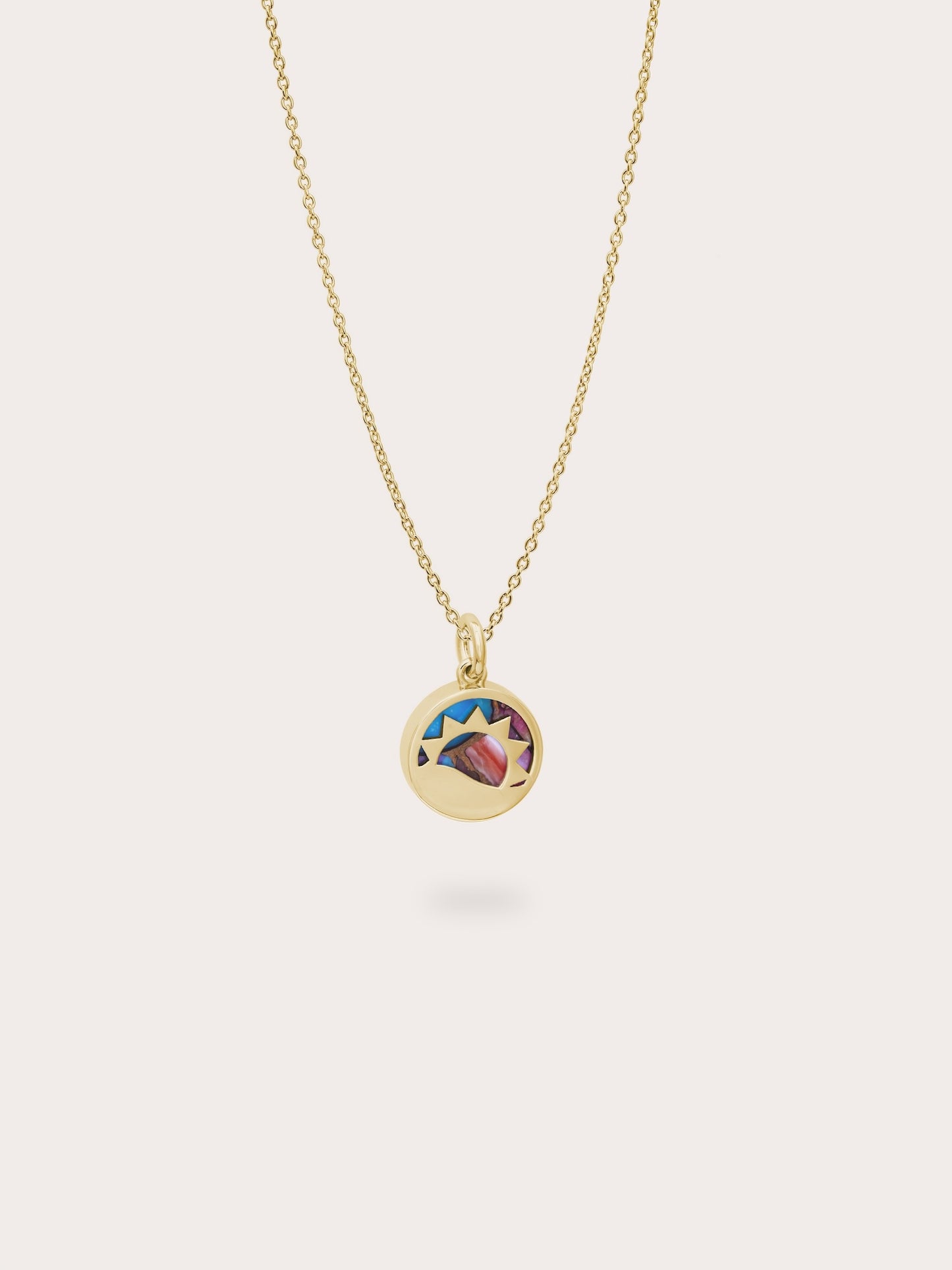 Rainbow Spiny Turquoise Reversible Coin Necklace