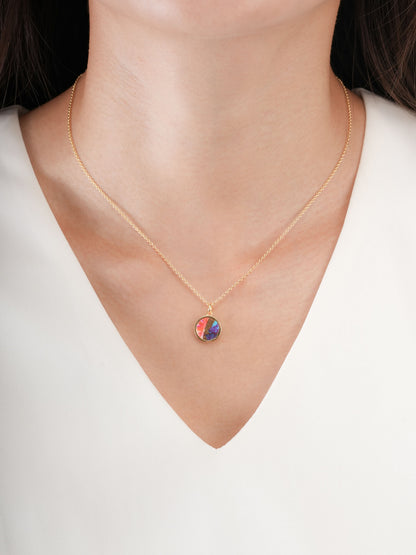 Rainbow Spiny Turquoise Reversible Coin Necklace 18K Gold (7) – Mondays Made Flower & Birthstone Jewelry Singapore