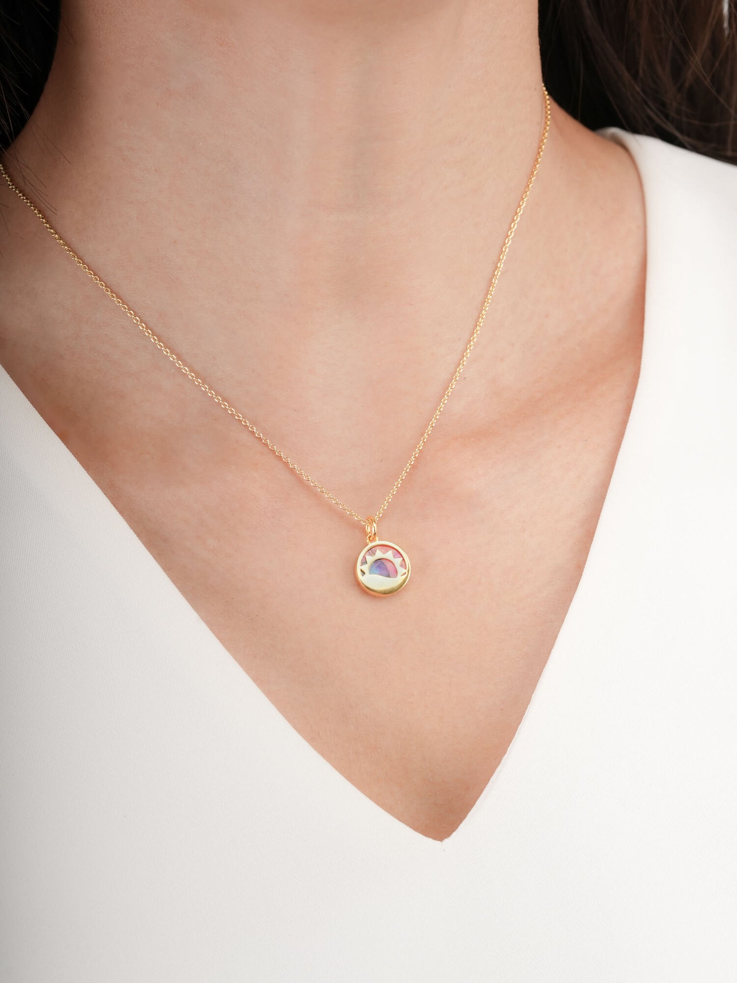 Rainbow Spiny Turquoise Reversible Coin Necklace