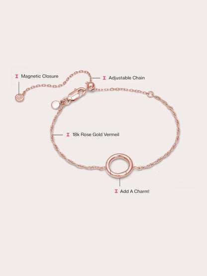 Rope Chain Charm Bracelet 18K Rose Gold (3) – Mondays Made Flower & Birthstone Jewelry Singapore