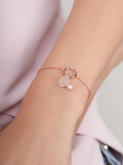 Rope Chain Charm Bracelet 18K Rose Gold (4) – Mondays Made Flower & Birthstone Jewelry Singapore