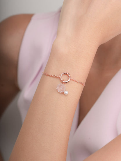Rope Chain Charm Bracelet 18K Rose Gold (5) – Mondays Made Flower & Birthstone Jewelry Singapore