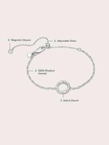 Rope Chain Charm Bracelet S925 Silver Rhodium (3) – Mondays Made Flower & Birthstone Jewelry Singapore