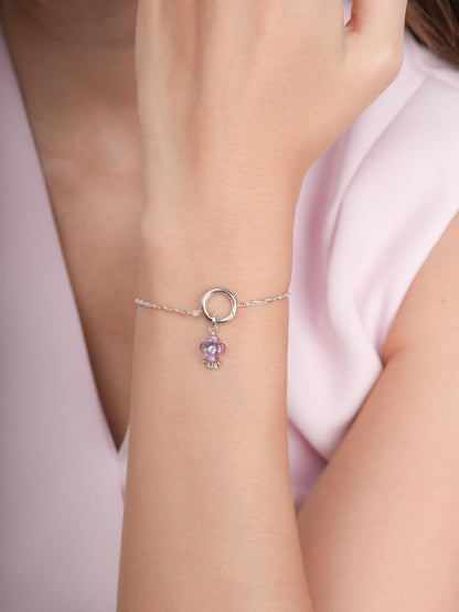 Rope Chain Charm Bracelet S925 Silver Rhodium (6) – Mondays Made Flower & Birthstone Jewelry Singapore