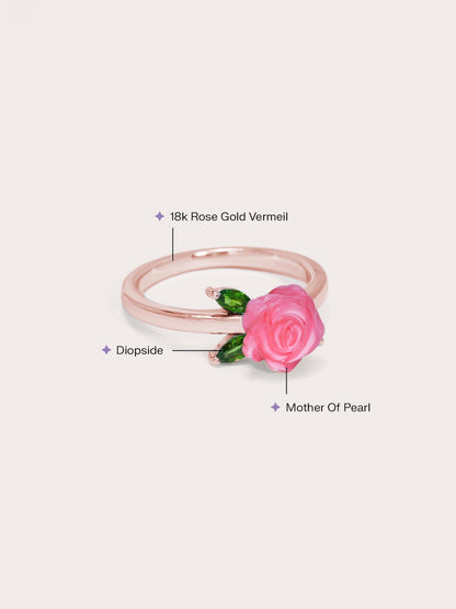 Rose Ring 18K Rose Gold Side – Mondays Made Flower & Birthstone Jewelry Singapore