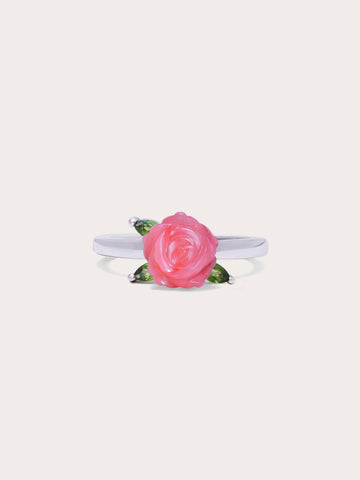 Rose Ring S925 Silver Rhodium (1) – Mondays Made Flower & Birthstone Jewelry Singapore