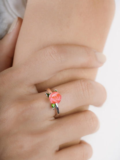 Rose Ring S925 Silver Rhodium (3) – Mondays Made Flower & Birthstone Jewelry Singapore
