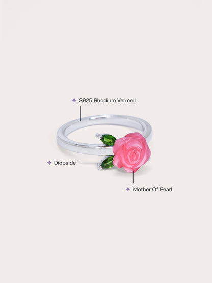 Rose Ring S925 Silver Rhodium Side – Mondays Made Flower & Birthstone Jewelry Singapore