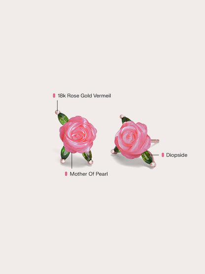 Rose Stud 18K Rose Gold Side – Mondays Made Flower & Birthstone Jewelry Singapore