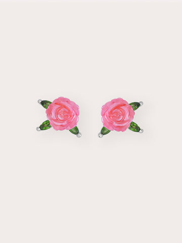 Rose Stud S925 Silver Rhodium – Mondays Made Flower & Birthstone Jewelry Singapore