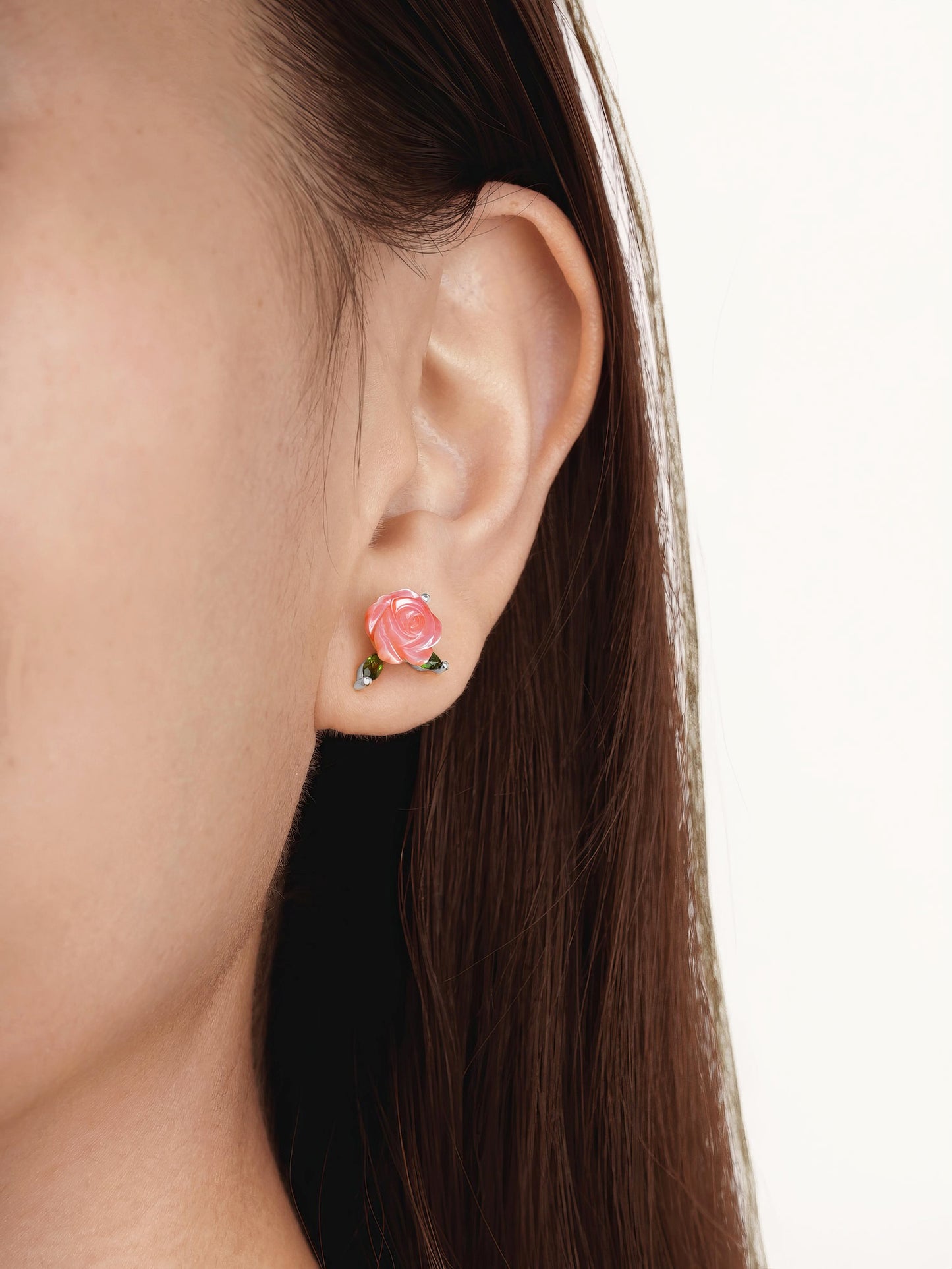 Carved Rose Stud Earrings