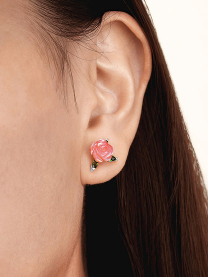 Rose Studs S925 Silver Rhodium S2ps – Mondays Made Flower & Birthstone Jewelry Singapore