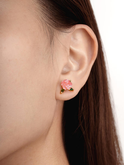 Rose Studs 18K Gold S1ps – Mondays Made Flower & Birthstone Jewelry Singapore