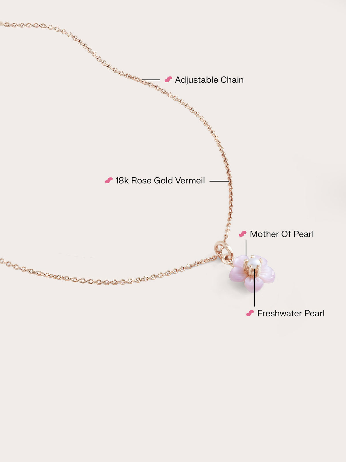 Sakura Necklace 18K Rose Gold Flat – Mondays Made Flower & Birthstone Jewelry Singapore