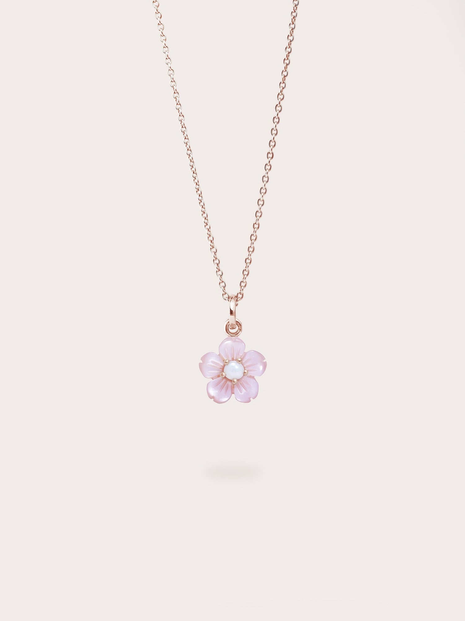Carved Sakura Necklace in 18k Rose Gold Vermeil from Mondays Made