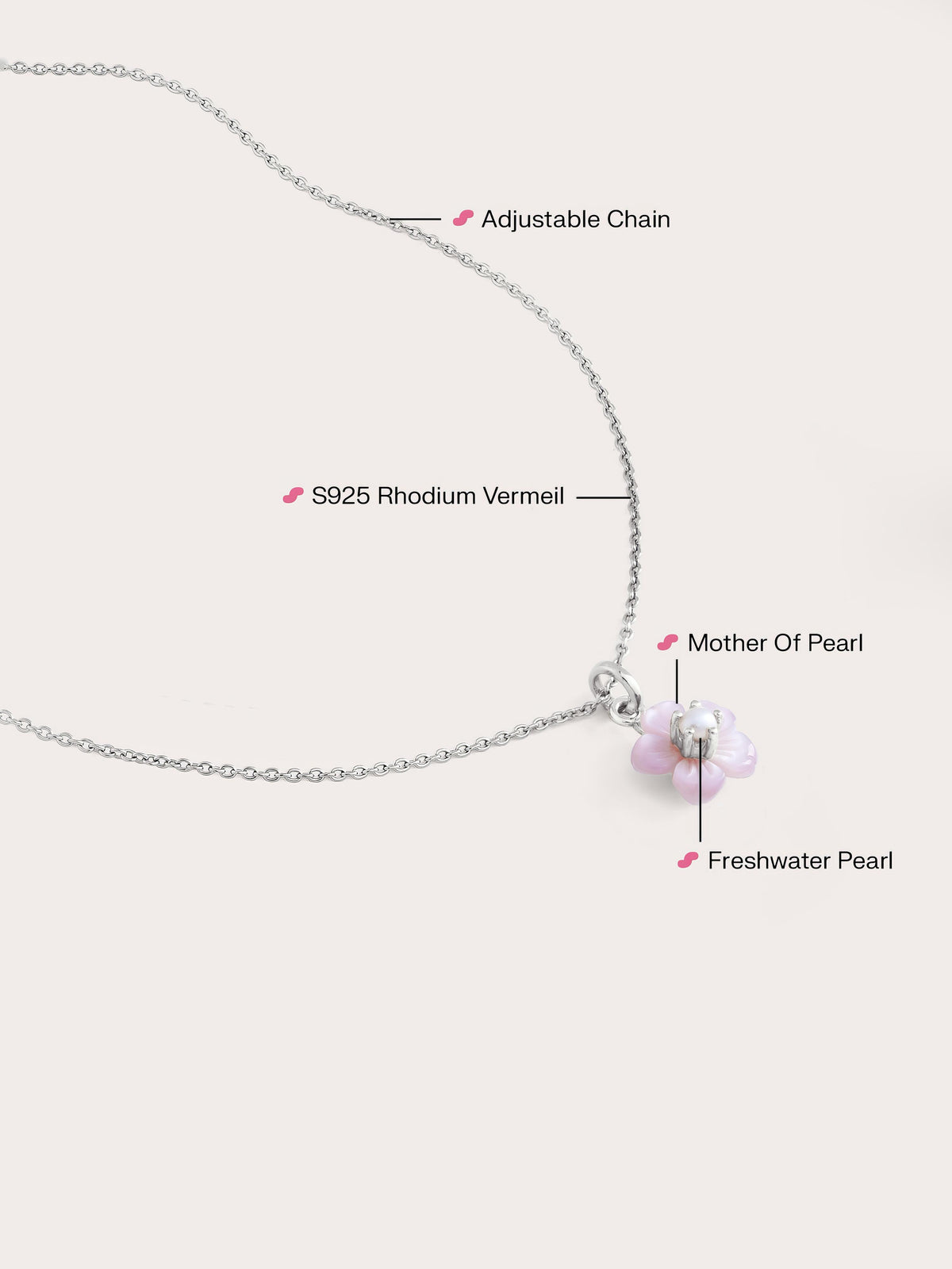Sakura Necklace S925 Silver Rhodium Flat – Mondays Made Flower & Birthstone Jewelry Singapore